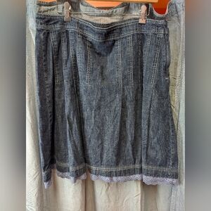 Denim Skirt with Lace Trim